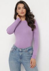 Fioletowy Sweter z Długim Rękawem Emmella. Fioletowe swetry Born2be, l, bez wzorów, bez ramiączek. Za 34.99 zł.