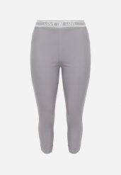 Szare Spodnie z Ozdobną Gumką w Pasie z Kieszeniami i Ozdobnym Napisem Geraltina. Szare spodnie materiałowe Born2be, na co dzień, xl, bez wzorów, z jeansu. Za 39.99 zł.
