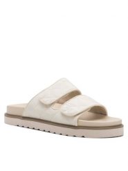 DeeZee Klapki H86009-6A Écru. Białe klapki DeeZee, bez wzorów, ze skóry, bez obcasa. Za 119.99 zł.