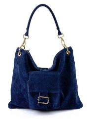 Mila Blu Skórzana torebka "Lavanda" w kolorze niebieskim - 39 x 34 x 4 cm rozmiar: onesize. Niebieskie torby na ramię Mila Blu, bez wzorów, z materiału, na ramię, bez dodatków. Za 268.95 zł.