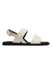 Clarks Skórzane sandały w kolorze kremowym rozmiar: 40. Brązowe sandały Clarks, bez wzorów, klasyczne, z otwartym noskiem, bez obcasa, bez zapięcia. Za 73.93 zł.