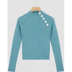 Sweter w kolorze turkusowym. Niebieskie swetry Rodier, bez wzorów, prążkowane, bez ramiączek. W wyprzedaży za 172.95 zł.