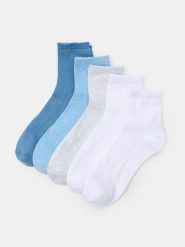 Skarpetki z wykończeniem falbankowym 5 pack - błękitny. Niebieskie skarpety Sinsay, bez wzorów. Za 15.99 zł.