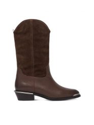 Badura Botki EO-PARIS-GL813C-11.5-1510 Brązowy. Brązowe botki Badura, bez wzorów, ze skóry, bez obcasa, na słupku, bez zapięcia. Za 549.99 zł.