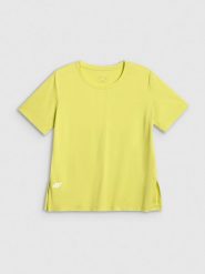 4F Koszulka treningowa loose szybkoschnąca damska - zielona M. Zielone bluzki 4f, m, bez wzorów, z materiału, klasyczne, bez kołnierzyka, bez ramiączek. Za 79.99 zł.