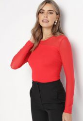 Czerwona Bluzka z Wstawką z Siateczki Fabritta. Czerwone bluzki Born2be, m, bez wzorów, z tkaniny, bez kołnierzyka, bez ramiączek. W wyprzedaży za 46.74 zł.