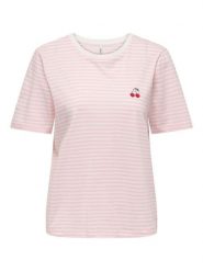 ONLY Koszulka w kolorze jasnoróżowo-białym rozmiar: S. Różowe bluzki Only, s, bez wzorów, z bawełny, bez kołnierzyka, bez ramiączek. Za 57.60 zł.