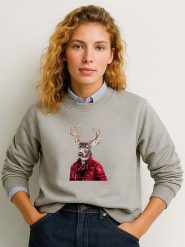 WOOOP Bluza "Red clad deer" w kolorze szarym rozmiar: XXL. Szare bluzy Wooop, xxl, bez wzorów, bez kaptura. Za 100.99 zł.