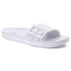 Klapki damskie Big Star, wsuwane basenowe klapki z tworzywa, białe, FF274A391. Białe klapki Big Star, z aplikacjami, bez obcasa. Za 59.99 zł.
