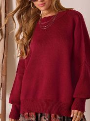 Milan Kiss Sweter w kolorze bordowym rozmiar: S. Czerwone swetry Milan Kiss, s, bez wzorów, bez ramiączek. Za 152.99 zł.