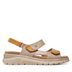 Sandały Suave. Brązowe sandały Suave, bez wzorów, bez obcasa, na koturnie, bez zapięcia. Za 399.99 zł.