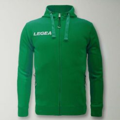 Bluza Junior Sarajevo Full Zip do biegania zielona. Zielone bluzy LEGEA, bez wzorów, z bawełny, z kapturem. Za 180.00 zł.