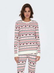 ONLY Sweter w kolorze biało-czerwono-czarnym rozmiar: XS. Białe swetry Only, xs, bez wzorów, ze splotem, bez ramiączek. Za 74.95 zł.