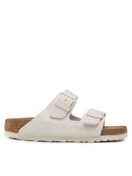 Klapki damskie BIRKENSTOCK Arizona SFB LEVE Antique White. Białe klapki Birkenstock, bez wzorów, ze skóry, bez obcasa. Za 489.99 zł.