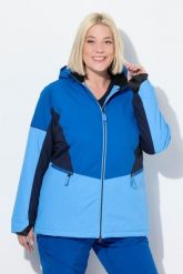 Damskie Kurtka sportowa HYPRAR wodoodporna osłona przeciwśnieżna. Niebieskie kurtki narciarskie Ulla Popken, plus size, bez wzorów, z materiału, z kapturem, narciarskie. Za 799.99 zł.