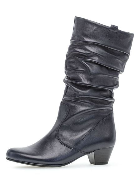 Gabor Skórzane kozaki w kolorze granatowym rozmiar: 37,5. Niebieskie kozaki Gabor, na zimę, ze skóry, bez obcasa, bez zapięcia. Za 346.18 zł.