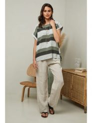 Fleur de Lin Koszulka "Epicea" w kolorze oliwkowym rozmiar: XL. Brązowe bluzki Fleur de Lin, xl, bez wzorów, bez kołnierzyka, bez ramiączek. Za 86.99 zł.