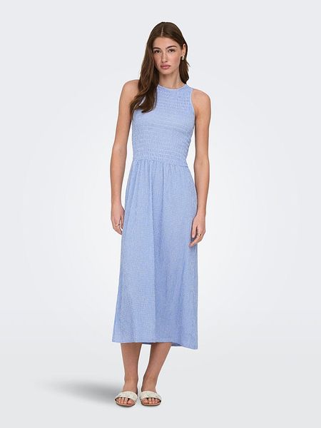 ONLY Sukienka w kolorze niebiesko-białym rozmiar: L. Niebieskie sukienki Only, l, bez wzorów, z materiału, bez kołnierzyka, bez ramiączek, midi. Za 124.95 zł.