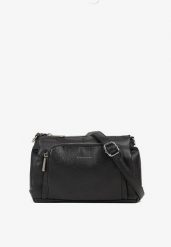 Czarna Torebka Listonoszka z Kieszonką na Suwak Izona. Czarne torebki klasyczne Born2be, bez wzorów, z jeansu, bez dodatków. Za 109.99 zł.