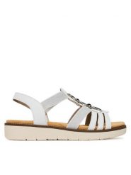 Remonte Sandały D2073-80 Biały. Białe sandały Remonte, bez wzorów, z materiału, bez obcasa, na płaskiej podeszwie, bez zapięcia. Za 349.99 zł.