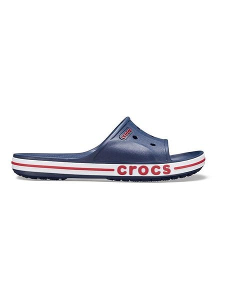 Crocs Klapki "Bayaband" w kolorze granatowym rozmiar: 42/43. Niebieskie klapki Crocs, bez wzorów, z otwartym noskiem, bez obcasa. Za 129.75 zł.