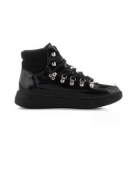 WODEN Skórzane sneakersy "Iris" w kolorze czarnym rozmiar: 39. Czarne trampki Woden, bez wzorów, z lakierowanej skóry, za kostkę, bez zapięcia. Za 205.36 zł.