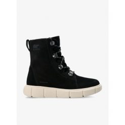 Buty zimowe damskie Sorel Explorer III Joan WP. Czarne trekkingi Sorel, trekkingowe. Za 434.99 zł.