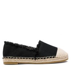 Espadryle DeeZee. Czarne espadryle DeeZee, bez wzorów, bez obcasa, bez zapięcia. Za 89.99 zł.