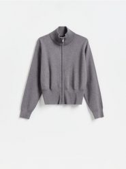 Rozpinany sweter - ciemnoszary. Szare kardigany Reserved, l, bez wzorów, z dzianiny. Za 139.99 zł.