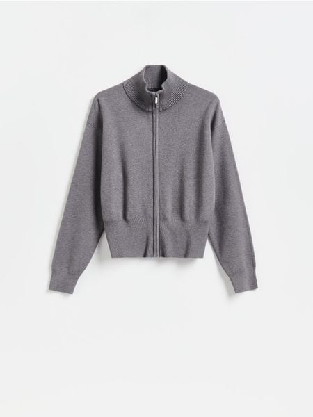 Rozpinany sweter - ciemnoszary. Szare kardigany Reserved, l, bez wzorów, z dzianiny. Za 139.99 zł.