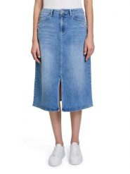 Betty Barclay Spódnica dżinsowa w kolorze błękitnym rozmiar: 38. Niebieskie spódnice Betty Barclay, na co dzień, z aplikacjami, ze skóry, klasyczne, midi, proste. Za 130.99 zł.