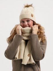 TRAVELIN' Szal w kolorze beżowym rozmiar: onesize. Brązowe szaliki Travelin', bez wzorów, z materiału. Za 152.99 zł.