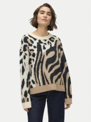 Vero Moda Sweter Kai 10310645 Beżowy Regular Fit. Brązowe swetry Vero Moda, s, bez wzorów, z syntetyku, bez ramiączek. Za 89.99 zł.