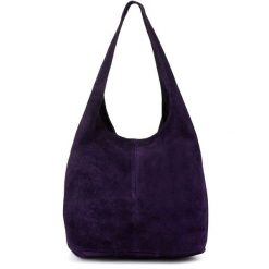 Worek A4 skórzany fioletowy U35. Fioletowe torebki klasyczne bez wzorów, z materiału, na ramię, duże, bez dodatków. Za 159.99 zł.