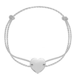Bransoletka z posrebrzanym sercem na grubym srebrnym sznurku premium. Szare bransoletki Lilou, posrebrzane. Za 148.00 zł.
