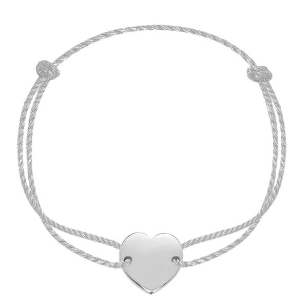 Bransoletka z posrebrzanym sercem na grubym srebrnym sznurku premium. Szare bransoletki Lilou, posrebrzane. Za 148.00 zł.