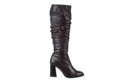 Kozaki Bayla-195 20K-7007 Black 195011, Czarny, Skóra naturalna - 37. Czarne kozaki Bayla, ze skóry, bez obcasa, na słupku, bez zapięcia. W wyprzedaży za 404.10 zł.