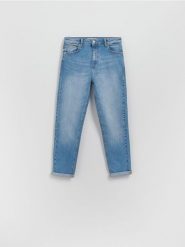 Jeansy boyfriend slim - niebieski. Niebieskie jeansy Reserved, bez wzorów. Za 129.99 zł.