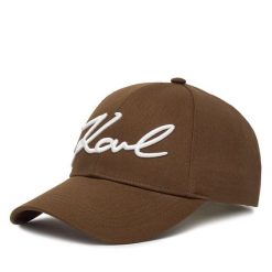 Czapka z daszkiem KARL LAGERFELD. Brązowe czapki KARL LAGERFELD, bez wzorów. Za 299.99 zł.