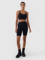 4F Legginsy kolarki bezszwowe treningowe damskie - czarne M/L. Czarne legginsy 4f, l, bez wzorów, z dzianiny, z podwyższonym stanem, krótkie. W wyprzedaży za 89.99 zł.