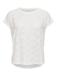 ONLY Koszulka "Smilla" w kolorze białym rozmiar: XL. Białe bluzki Only, xl, bez wzorów, bez kołnierzyka, bez ramiączek. Za 53.04 zł.