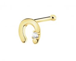 Pojedynczy złoty kolczyk z cyrkonią do nosa - podkowa. Żółte kolczyki Apart, z cyrkonią, złote. Za 219.00 zł.