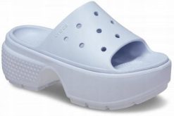 Klapki Dla Dorosłych Crocs Stomp Slide. Niebieskie klapki Crocs, bez wzorów, z materiału, bez obcasa. Za 202.99 zł.