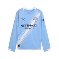 Młodzieżowa koszulka domowa z długim rękawem Manchester City 25/26 PUMA. Biała bluzki Puma, m, bez wzorów, młodzieżowe, bez kołnierzyka, bez ramiączek. Za 379.00 zł.