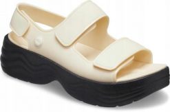 Klapki Dla Dorosłych Crocs Skyline. Brązowe klapki Crocs, bez wzorów, z materiału, bez obcasa. Za 209.99 zł.