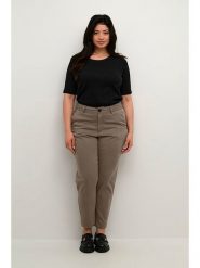 KAFFE curve Spodnie chino "Leana" w kolorze brązowym rozmiar: 44. Brązowe spodnie materiałowe KAFFE curve, bez wzorów, z podwyższonym stanem. Za 176.45 zł.