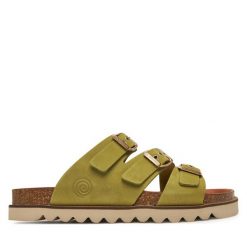 Klapki Dr. Brinkmann. Zielone klapki Dr. Brinkmann, bez wzorów, bez obcasa. Za 379.99 zł.