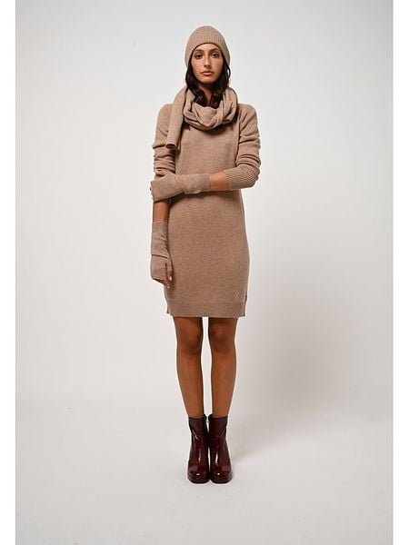 AUTHENTIC CASHMERE Kaszmirowa sukienka "Armet" w kolorze beżowym rozmiar: S. Brązowe sukienki AUTHENTIC CASHMERE, s, bez wzorów, z kaszmiru, bez kołnierzyka, bez ramiączek, mini. Za 360.27 zł.