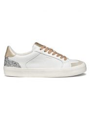 Geox Skórzane sneakersy "Emmeleny" w kolorze złoto-biało-szarym rozmiar: 39. Białe trampki Geox, bez wzorów, z materiału, bez zapięcia. Za 217.99 zł.