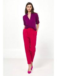 Nife Bluzka w kolorze fioletowym rozmiar: 42. Różowe bluzki Nife, bez wzorów, bez kołnierzyka, bez ramiączek. Za 152.26 zł.